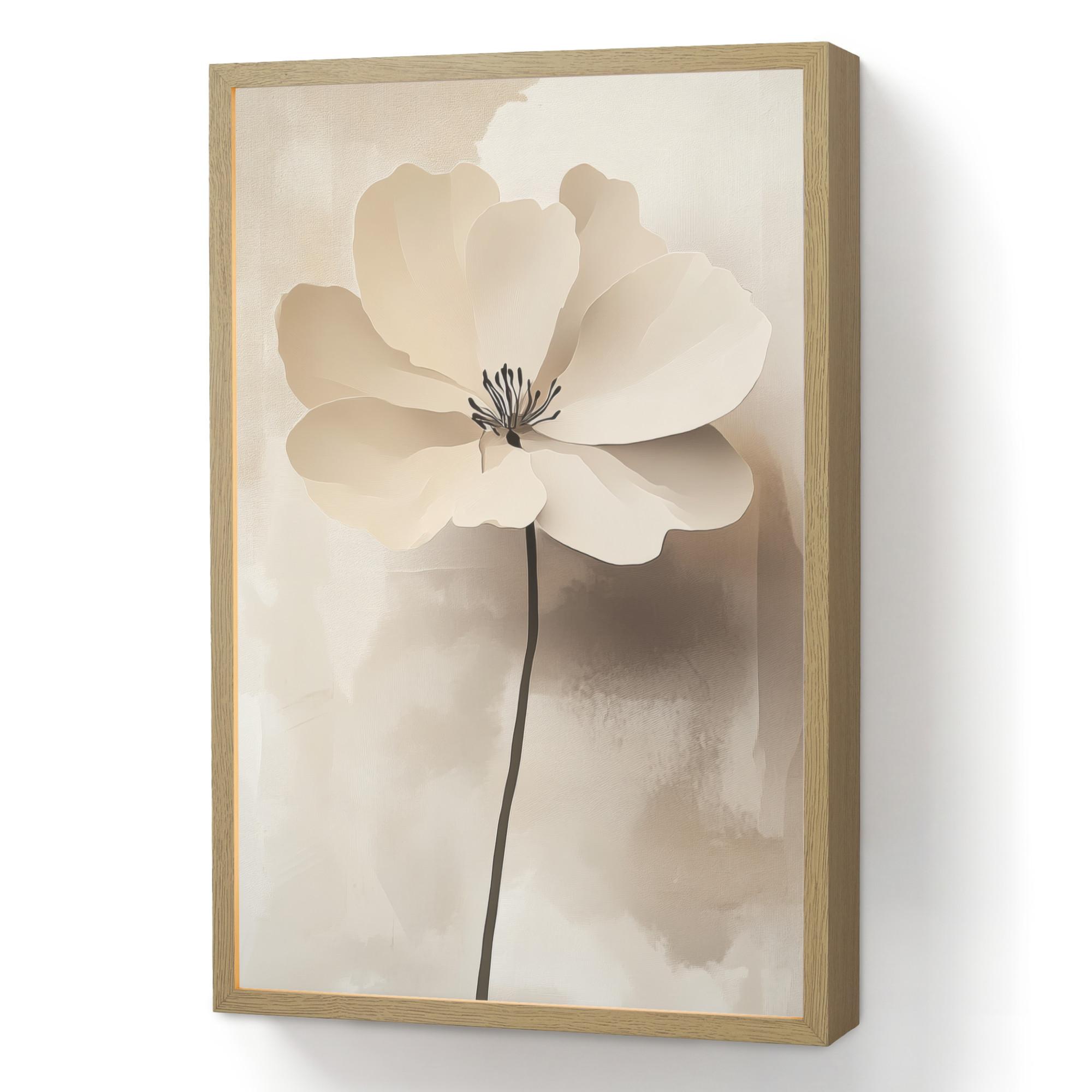 WANDLEUCHTE MIT AKKU Blume - Beige - Farbe - Schatten 40x60 cm - Beige, Holzwerkstoff (40/60/8cm) - OnlyWow