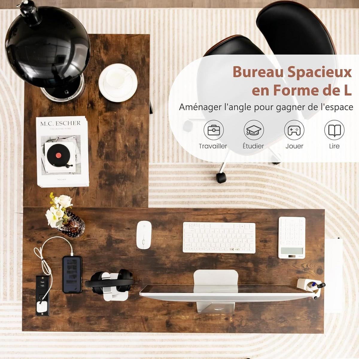 SCHREIBTISCH 75cm Braun - Braun, Holz (120/120/75cm) - COSTWAY