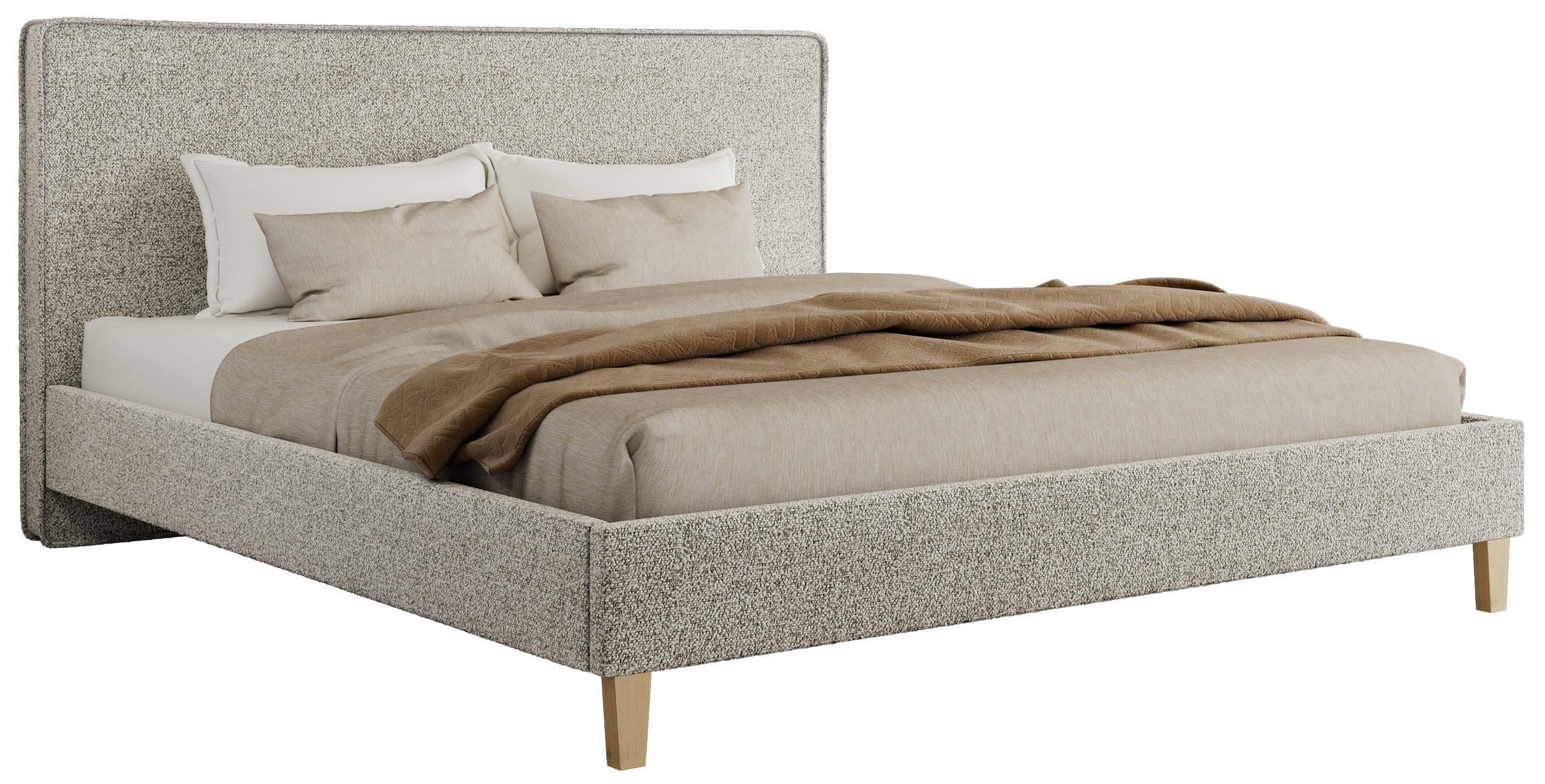 POLSTERBETT LUMARO CLASSIC 140/200 - Hellgrau Stukture - ohne Matratze - Hellgrau/Kernbuche, Holz/Textil (140/200cm) - MKS