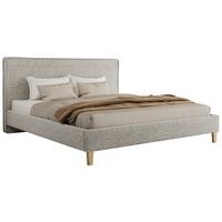 POLSTERBETT LUMARO CLASSIC 140/200 - Hellgrau Stukture - Matratze Foam - Hellgrau/Kernbuche, Holz/Textil (140/200cm) - MKS