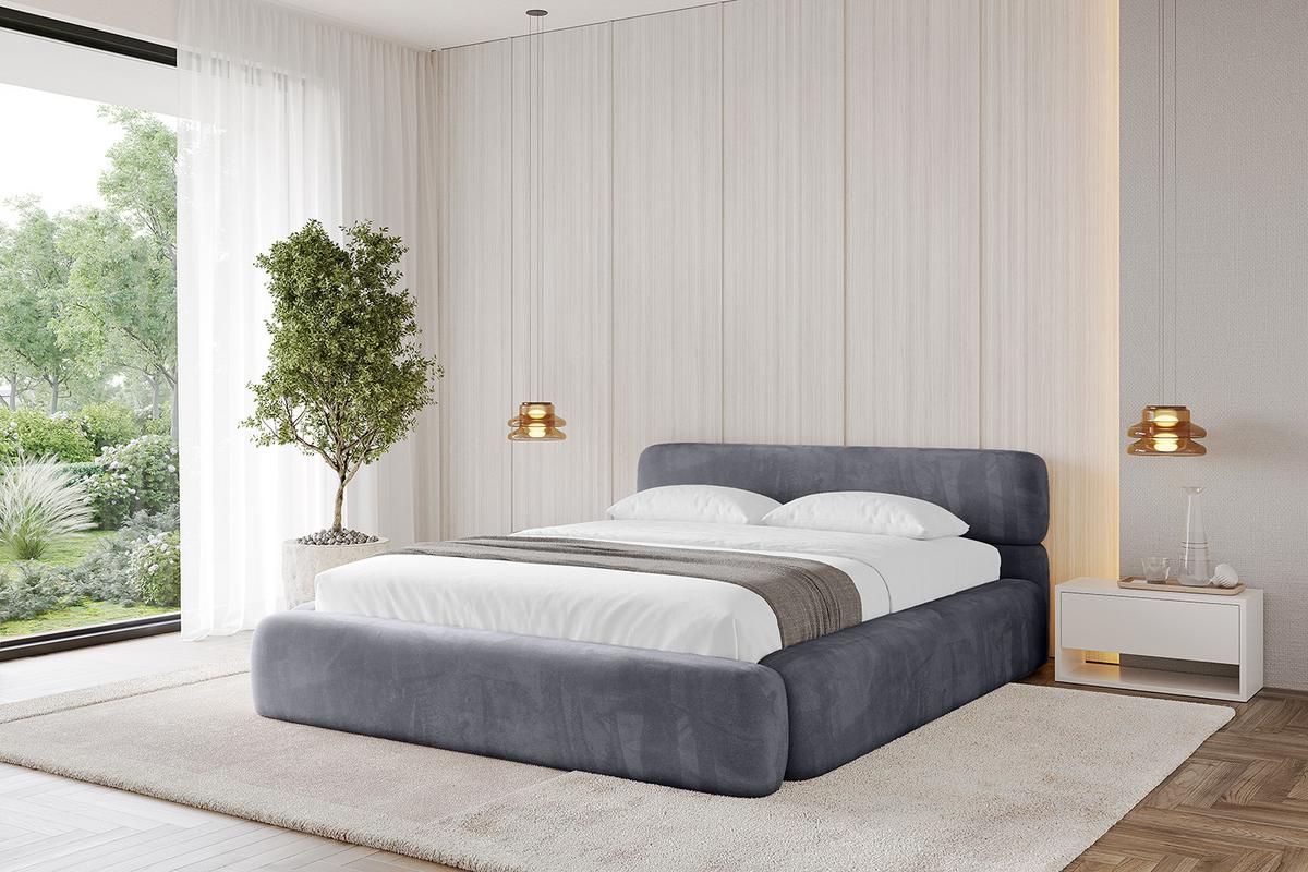 POLSTERBETT mit Bettkasten und Lattenrost, Bett mit Matratze H3/H4 - ENORA-V1 180x200 Dunkelgrau - Dunkelgrau, Holzwerkstoff/Textil (180/200cm) - ALTDECOR