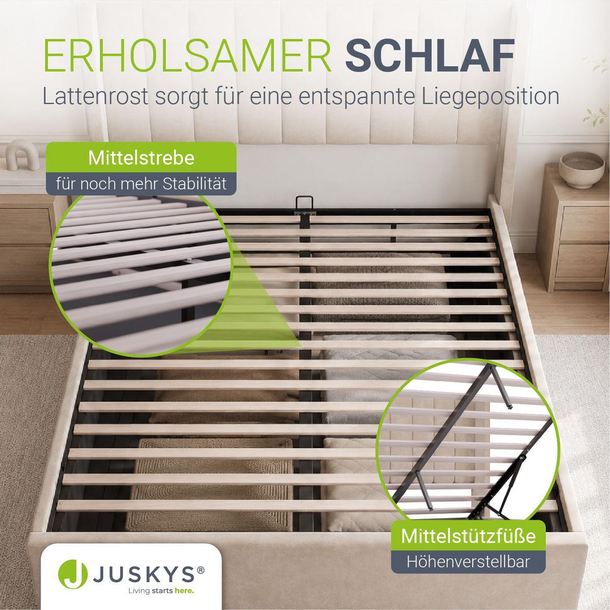 POLSTERBETT Savona beige 140 x 200 cm - Beige, Holzwerkstoff (140/200cm) - Juskys