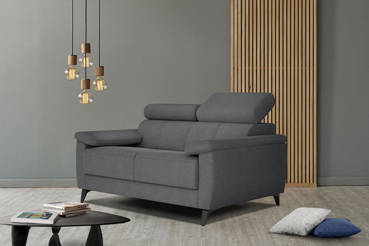 SOFA TAUNUS 2-Sitzer, dunkelgrau - Dunkelgrau/Schwarz, Holzwerkstoff/Textil (141/80/102cm) - Wozimo