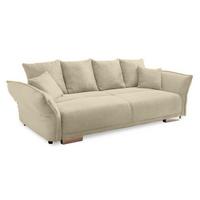 BIG-SOFA mit Schlaffunktion, Bettkasten, Federkern, Armlehnen verstellbar B242/T131/H90 cm, Liegefläche 168x199 cm, Cord Beige Grau / 17215 - Chromfarben/Greige, Kunststoff/Textil (242/90/131cm) - luma-home