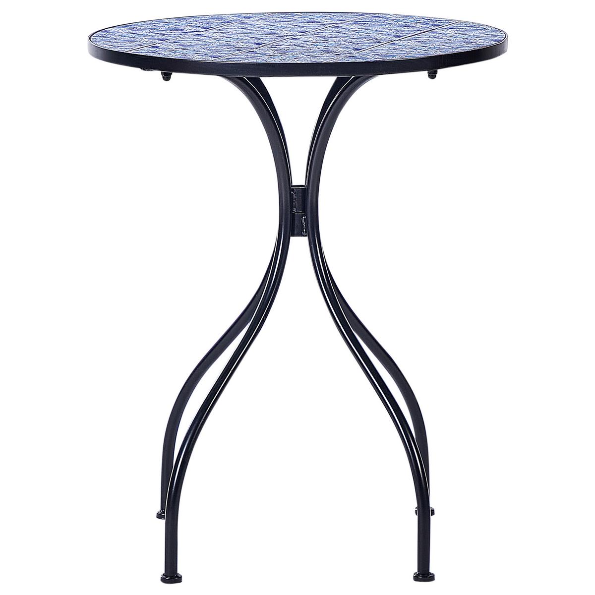 GARTENTISCH Keramik Schwarz Cigliano - Blau/Schwarz, Metall (75/60/60cm) - Beliani