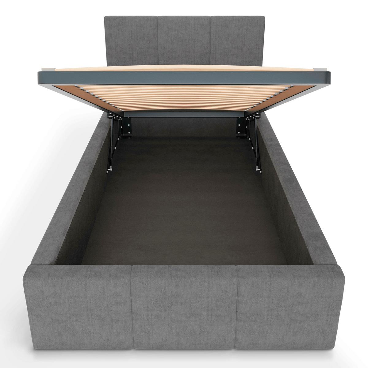 POLSTERBETT für Schlafzimmer Bett mit Stauraum Grau 90x200 - Grau, Holzwerkstoff/Metall (90/200cm) - Muralo