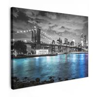 LEINWANDBILD New York - Skyline - Stadt - Blau Wandbild 40x30 cm - Blaugrau, Textil (40/30cm) - MuchoWow