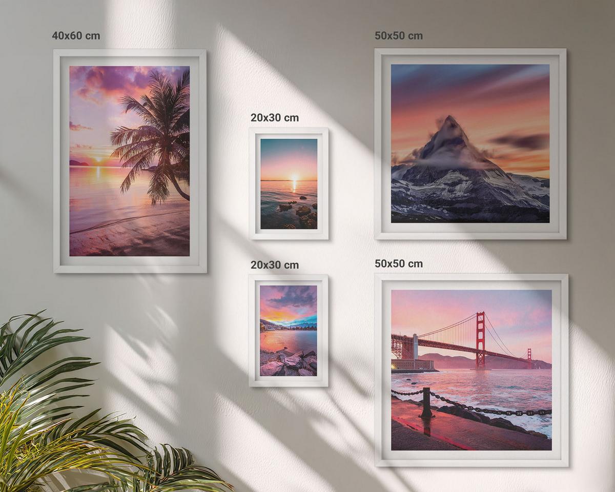 BILDER SET 5er Set - 50x50 cm & 20x30 cm & 40x60 cm Weißer Rahmen - Rosen, Champagner, Marmor, Pastell - Weiß, Kunststoff (40/60cm) - TULUP