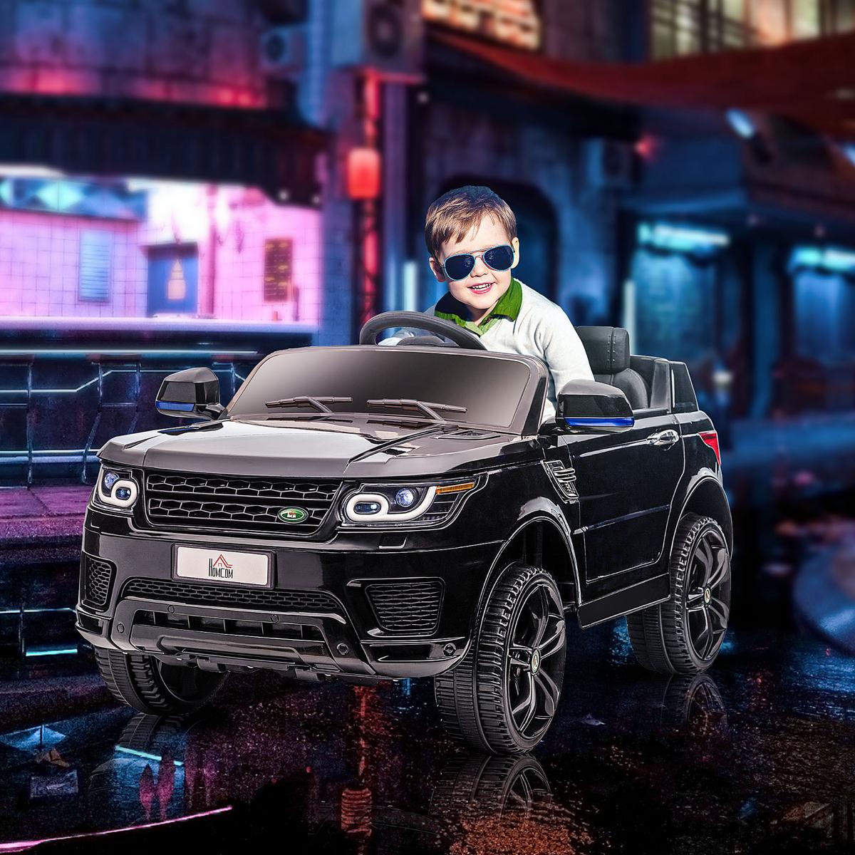 KINDER Elektroauto, SUV mit Fernbedienung, Musikfunktion, bis 5 km/h, Schwarz - Schwarz, Metall (110/68/52cm) - HOMCOM