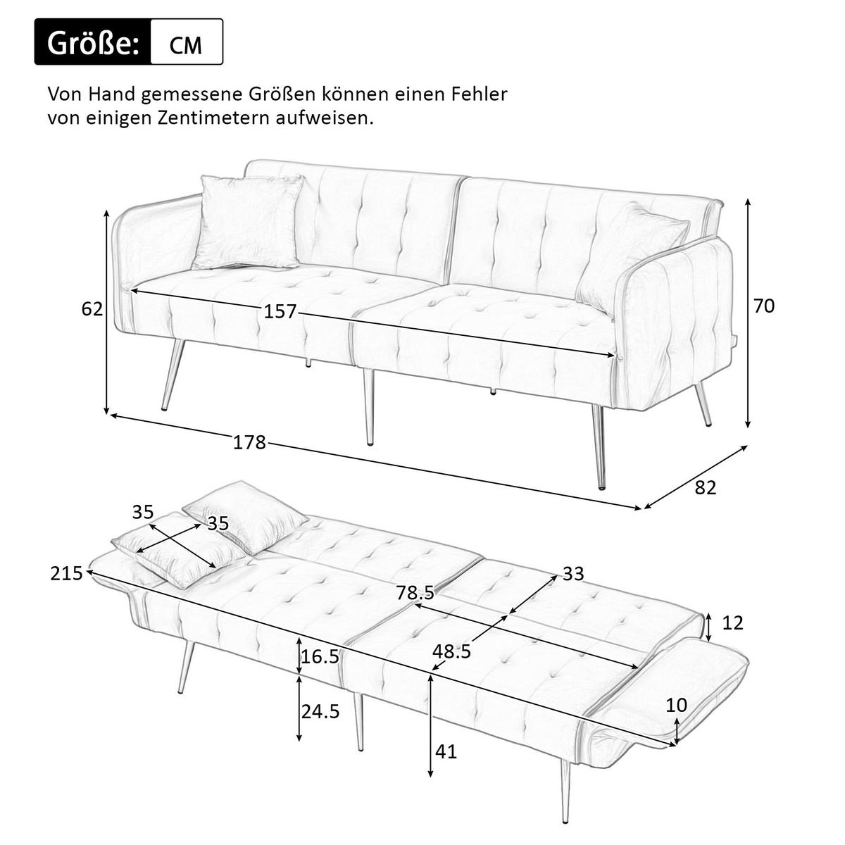 SCHLAFSOFA 2-in-1 Funktion Velours - Gelb, Kunststoff (178/70/82cm) - Urban Meuble