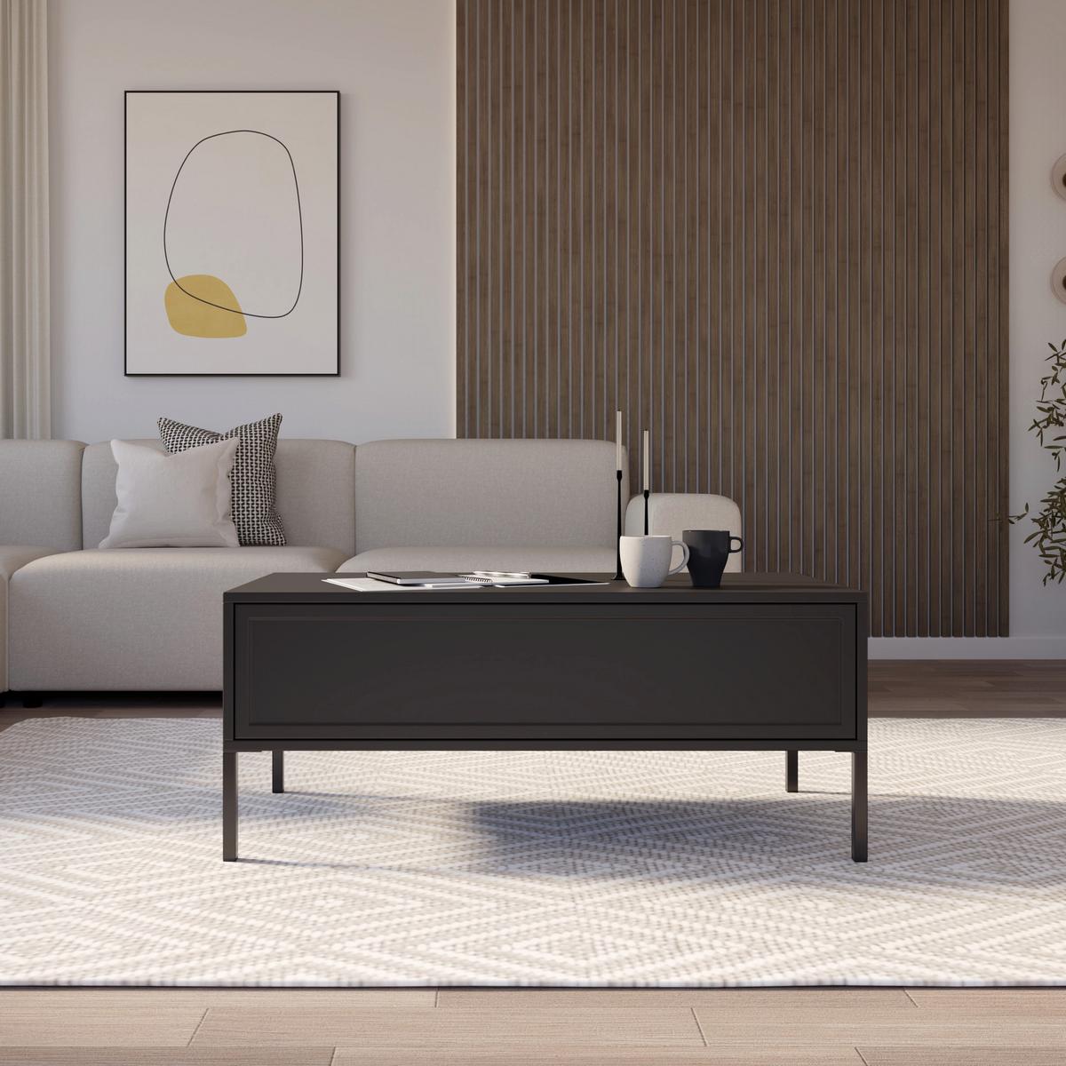 COUCHTISCH Vilavio schwarz 100/50 cm - Schwarz, Holzwerkstoff/Metall (50/100/40cm) - Selsey