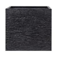 BLUMENTOPF schwarz quadratisch 50/50/46 cm Paros - Schwarz, Naturmaterialien (46cm) - Beliani