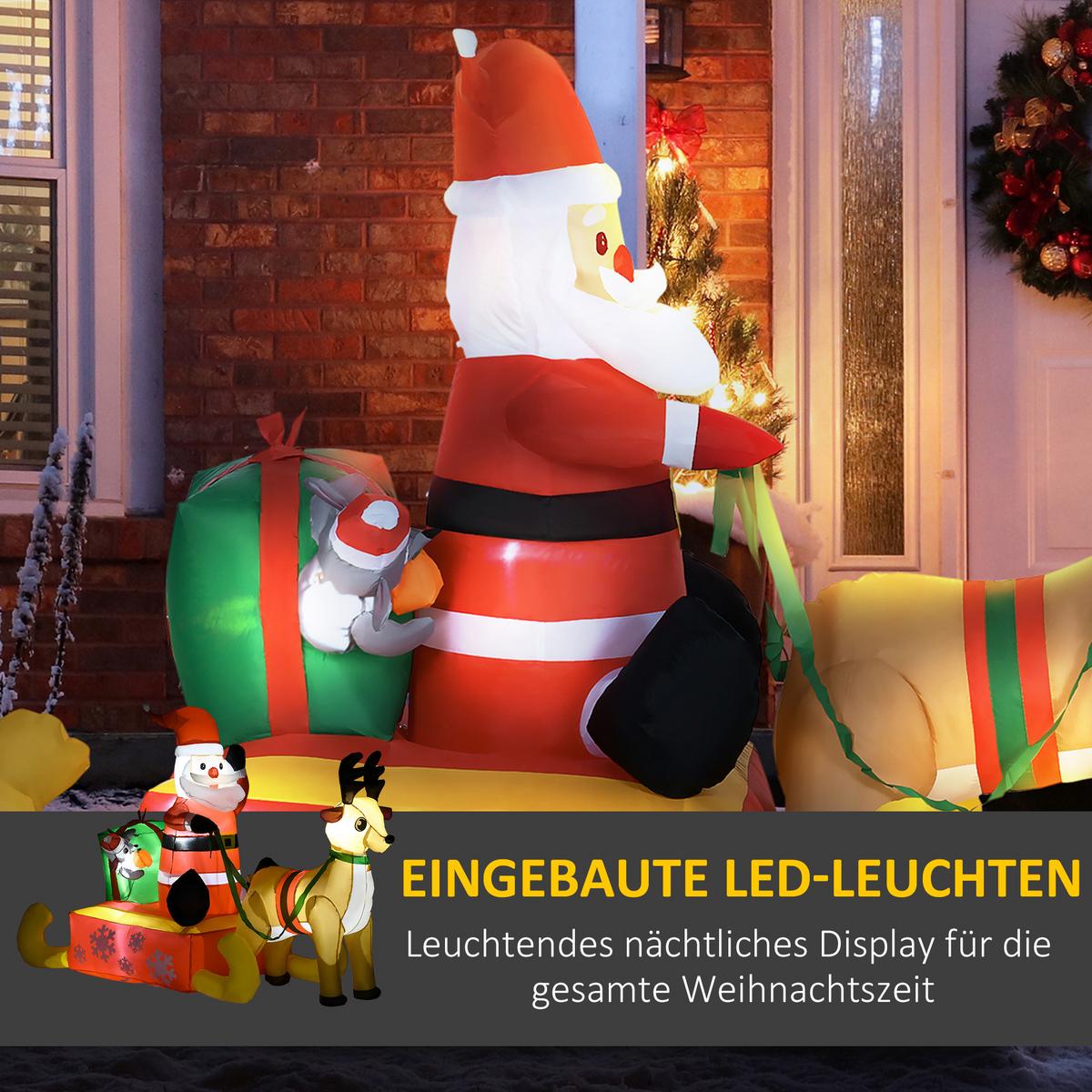 AUFBLASBAR Weihnachtsdeko 1,22 m Weihnachtsmann mit LED-Beleuchtung Gartendeko - Rot, Kunststoff (72/122/190cm) - HOMCOM