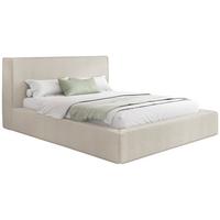 POLSTERBETT Merlin mit Bettkasten, Metall-Lattenrost & hohem Kopfteil in Creme Bouclé 120x200 cm - Birkefarben/Creme, Kunststoff/Textil (120/200cm) - WFL GROUP