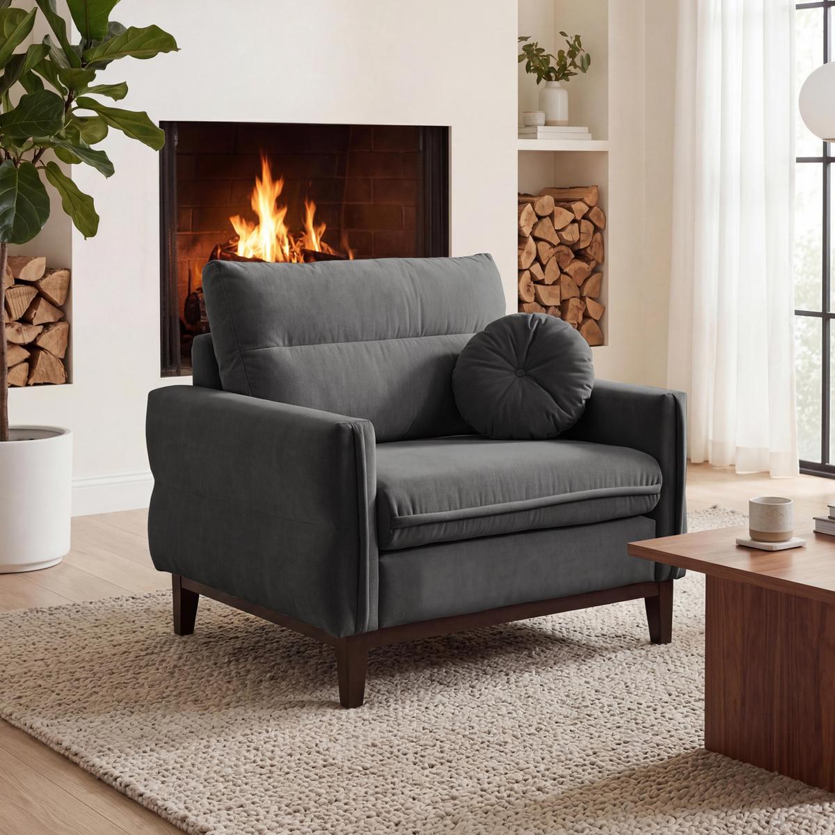 RELAXSESSEL Belweder Velours grau - Wengefarben/Grau, Holz/Textil (94/95/94cm) - Beautysofa