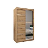 SCHWEBETÜRENSCHRANK 200/120/62 2-türig - Silberfarben/Eiche Artisan, Holz/Kunststoff (120/200/62cm) - MÖBEL KRYSPOL