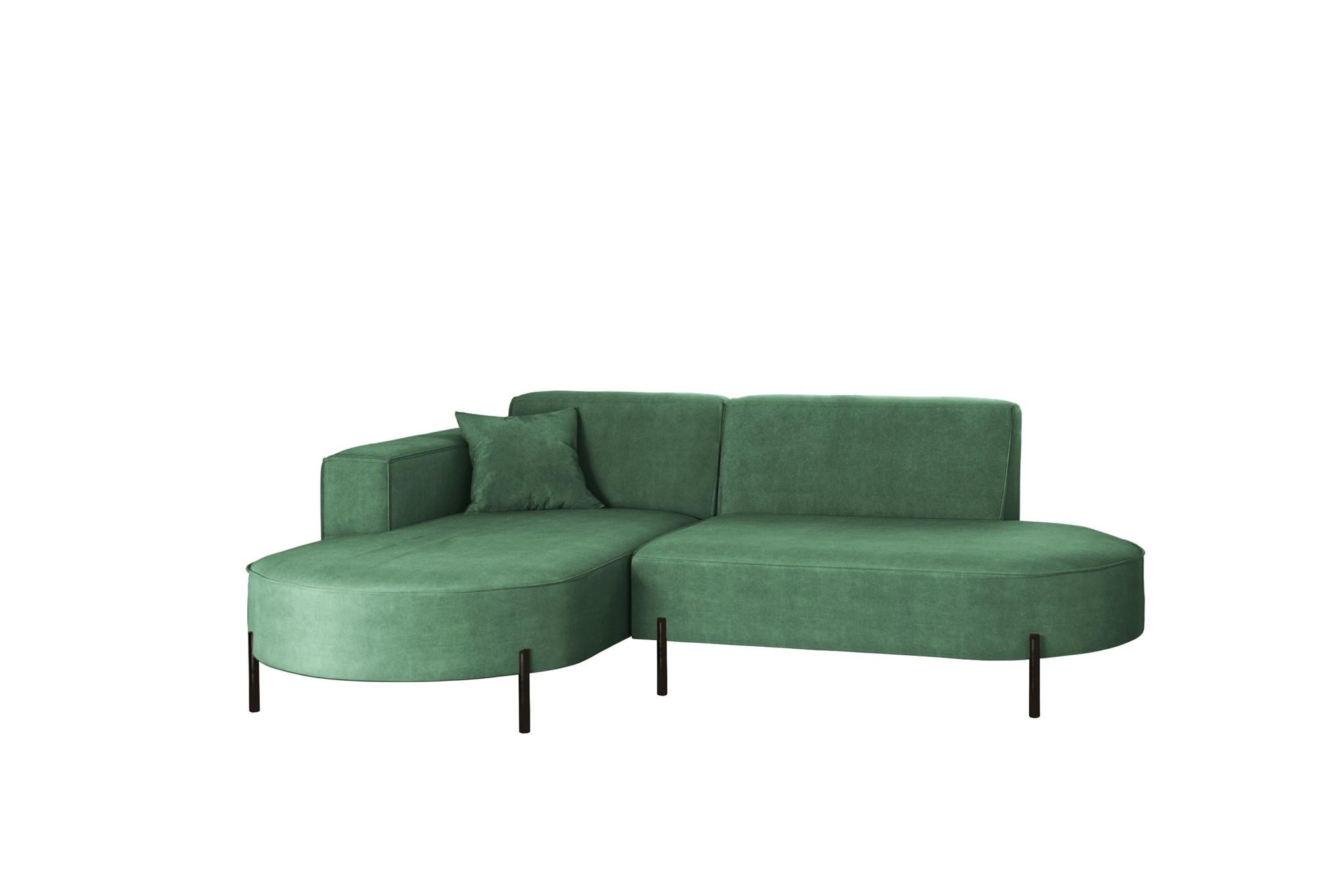 ECKSOFA Valencia Xs - Grün, Holzwerkstoff/Textil (236/165cm) - Fun Möbel