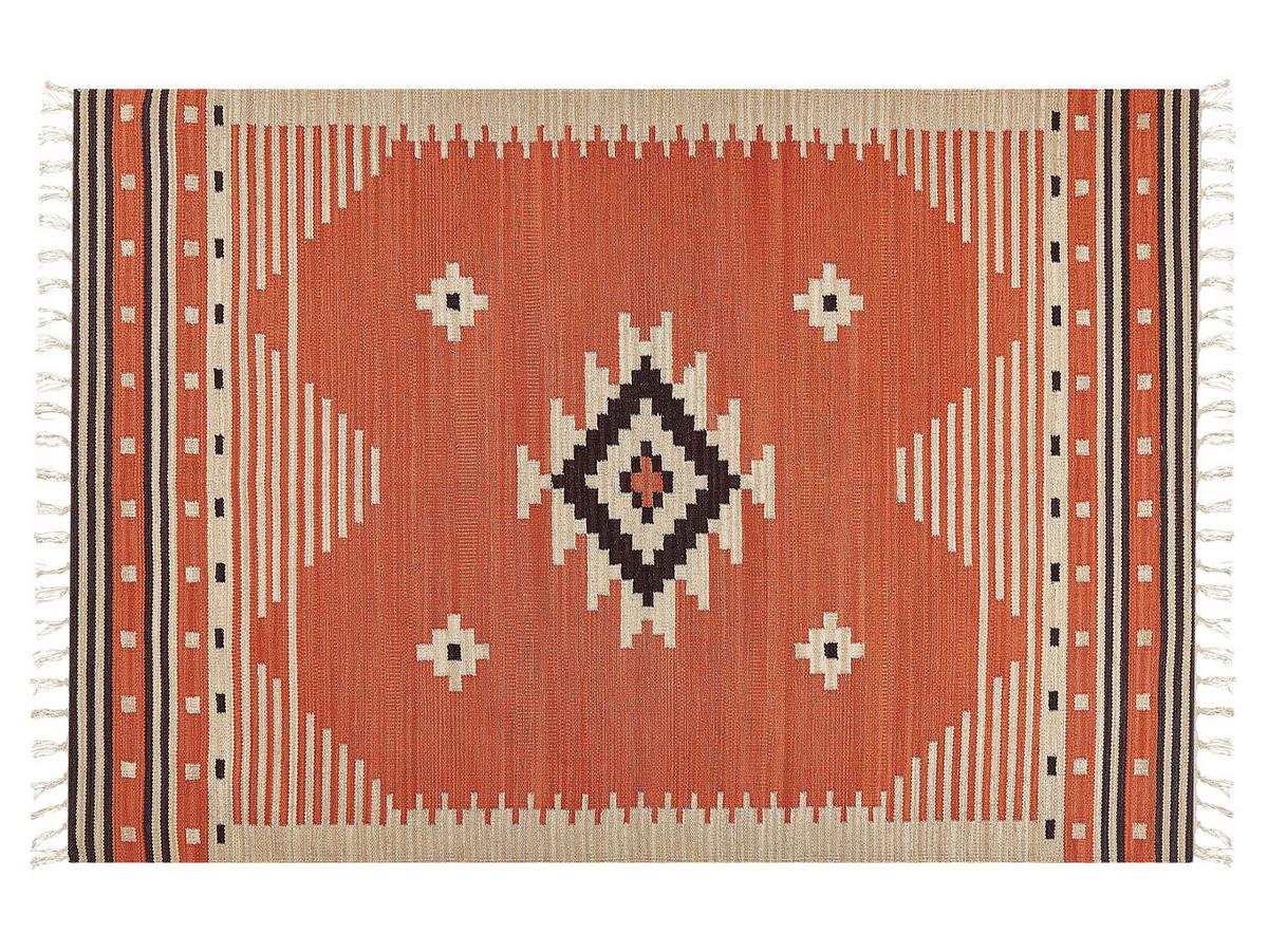 KELIM-TEPPICH Gavar 200/140 cm - Orange, Textil (140/200cm) - Beliani