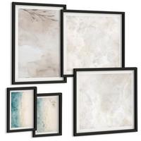 BILDER SET 5er Set - 50x50 cm & 20x30 cm & 40x60 cm Schwarzer Rahmen - Aquarellmalerei-Textur - Schwarz, Kunststoff (40/60cm) - TULUP