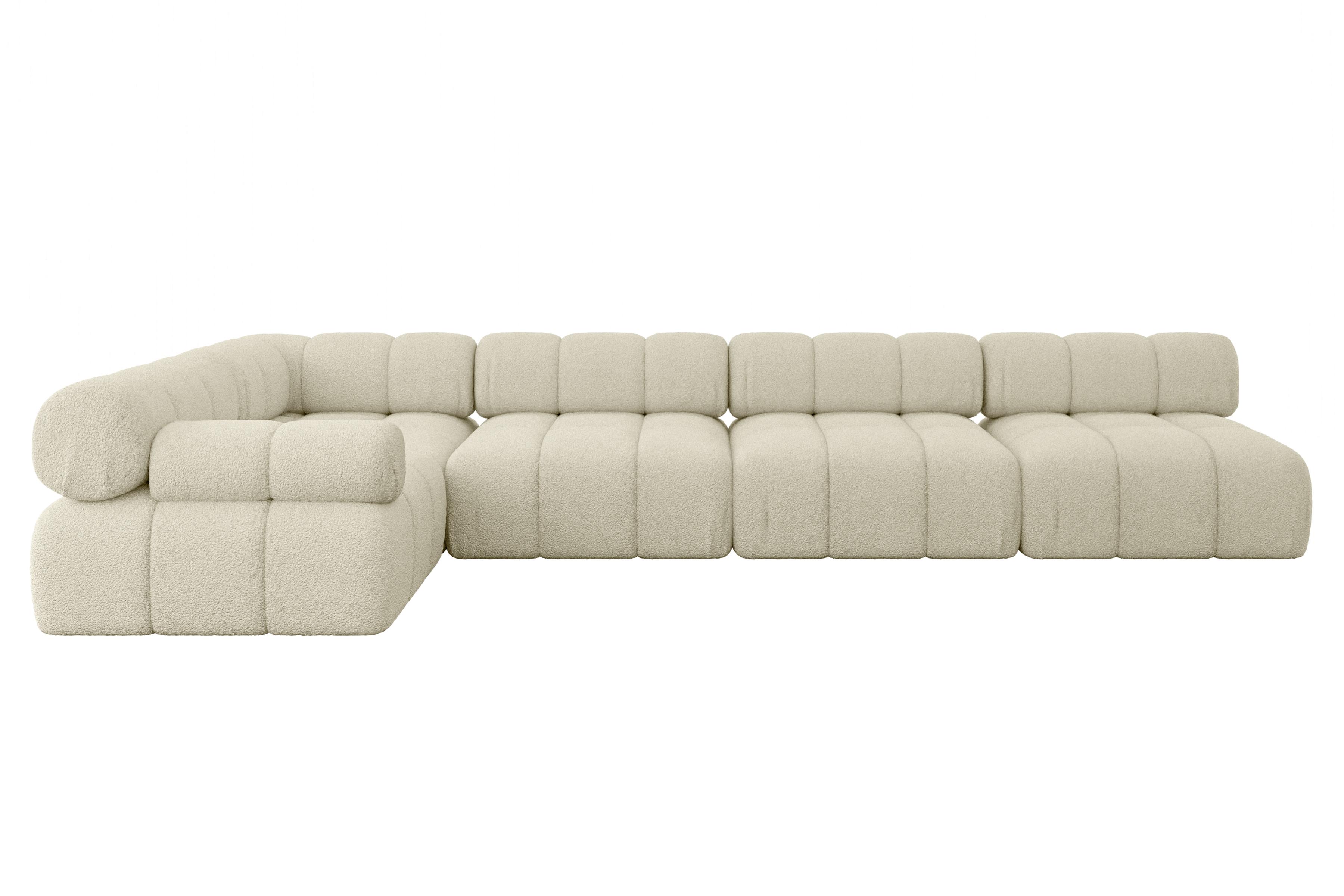ECKSOFA modulares Sofa Mende-L3 - 380x190x70 cm Beige Bouclé - Beige, Holzwerkstoff/Textil (380/190cm) - ALTDECOR