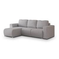 ECKSOFA RINOVA Hellgrau Geflochtener Stoff mit Schlaffunktion - Hellgrau, Holz (250/143cm) - MASSENO