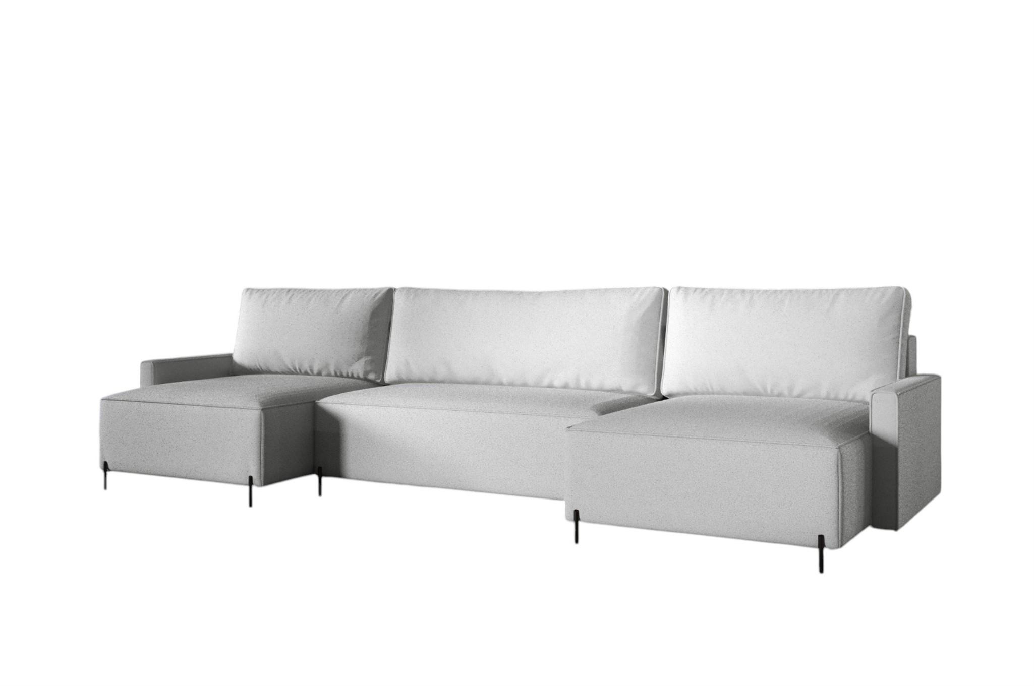 WOHNLANDSCHAFT Braga - Hellgrau, Holzwerkstoff/Textil (372/80/153cm) - Fun Möbel