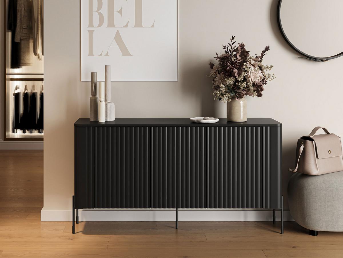 KOMMODE Vera 150 - Schwarz, Holzwerkstoff/Metall (150/80/40cm) - MIRJAN24