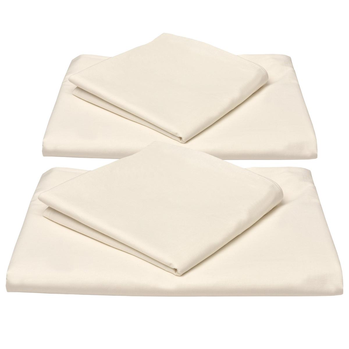 BETTWWÄSCHE Julie 135/200 cm + Kissenbezug 80/80 cm Creme Renforcé 2er Set - Ecru, Textil (135/200cm)