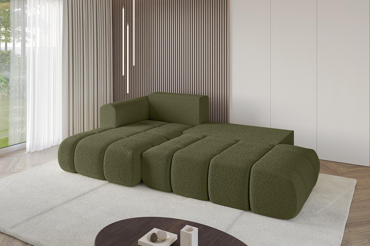 ECKSOFA Ottomane Links CLOUD-L 280x185x90 Grün Bouclé - Grün, Holzwerkstoff/Kunststoff (280/185cm) - ALTDECOR