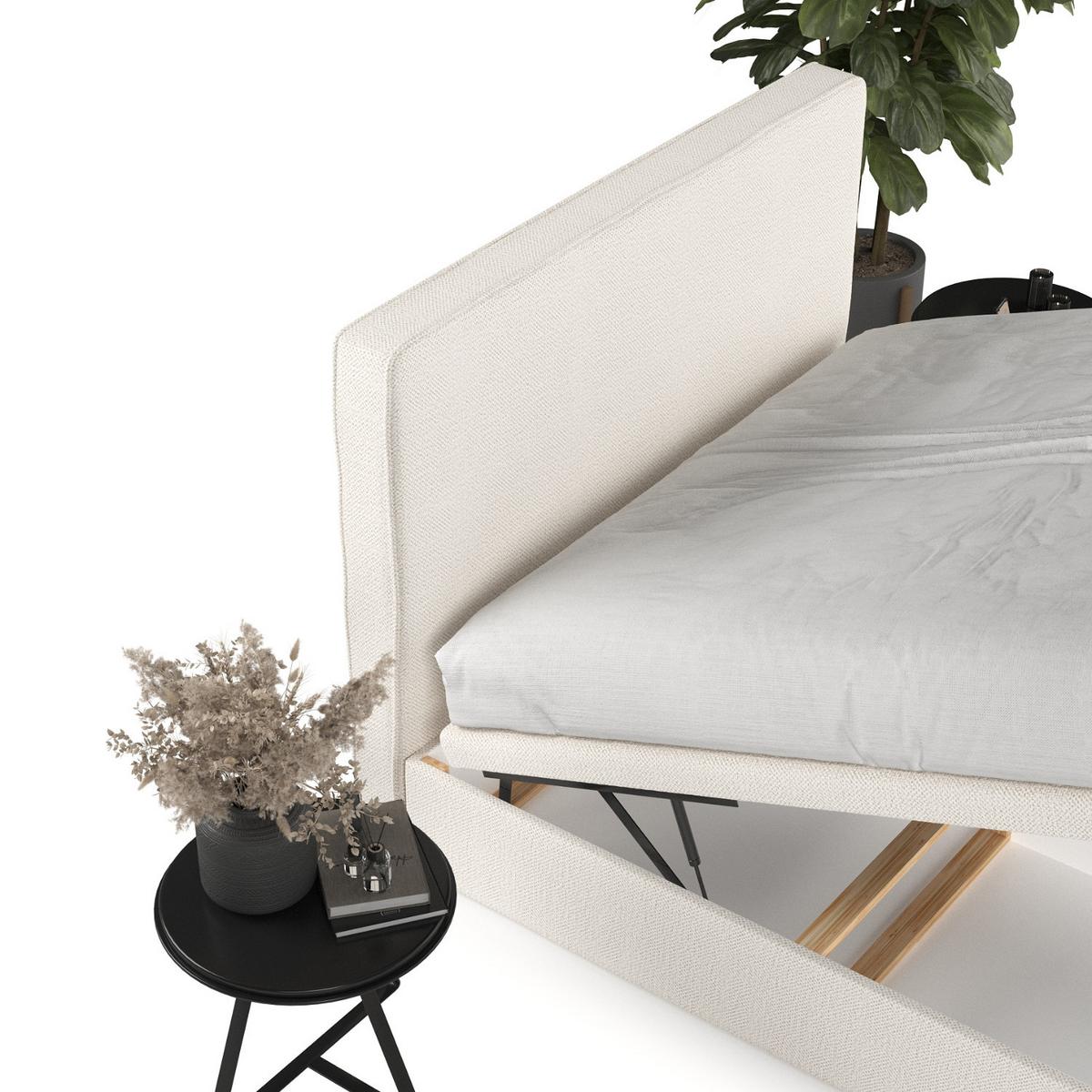 POLSTERBETT Hush mit Stauraum 140/200 cm Creme im Alta Stoff - Creme/Schwarz, Holz/Holzwerkstoff (140/200cm) - AltaBeds