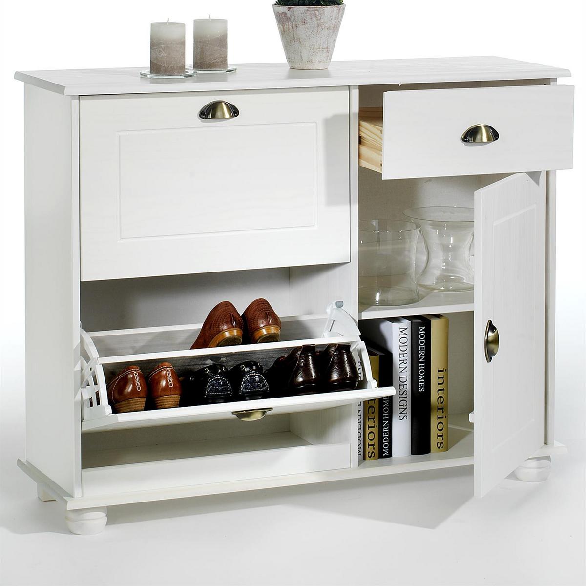SCHUHSCHRANK COLMAR weiß - Weiß, Holz (106/85/32cm) - IDIMEX
