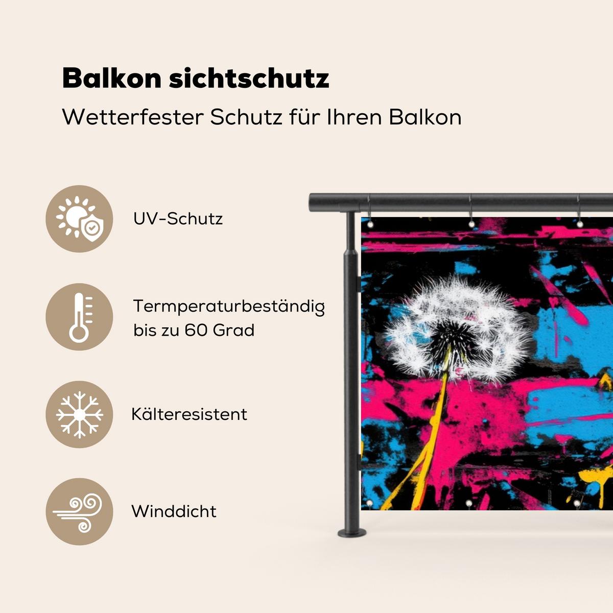 BALKON-SICHTSCHUTZ Straßenkunst - Bunt - Wand Windschutz 300x100 cm - Schwarz, Kunststoff (300/100cm) - MuchoWow