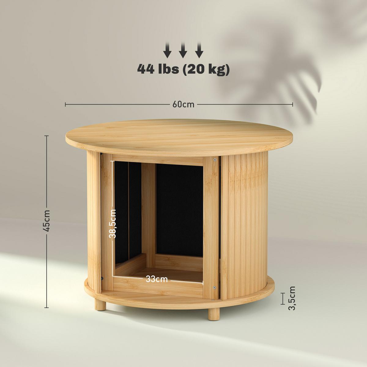COUCHTISCH Wohnzimmertisch aus Bambus mit verstecktem Stauraum und Schiebetür - Naturfarben, Naturmaterialien/Bambusholz (60/60/45cm) - HOMCOM
