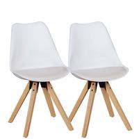 ESSZIMMERSTUHL 2er Set Kunstleder mit Holzgestell Retro Skandinavisch gepolstert, Weiß 49x52x87 cm - Eichefarben/Weiß, Holz/Textil (49/87/52cm) - KADIMA DESIGN