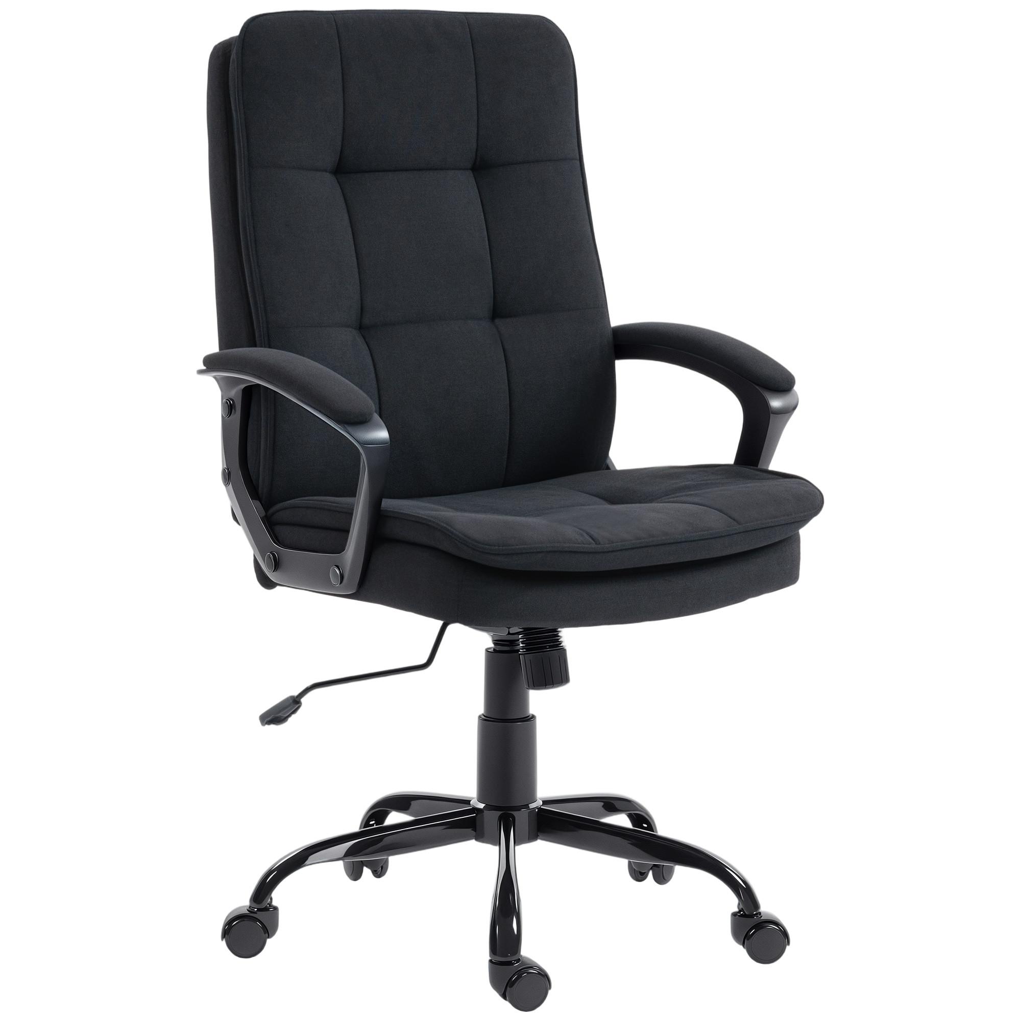 BÜROSTUHL Leinen Schwarz - Schwarz, Textil/Metall (63/112/70cm) - HOMCOM