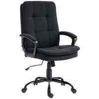 BÜROSTUHL Leinen Schwarz - Schwarz, Textil/Metall (63/112/70cm) - HOMCOM