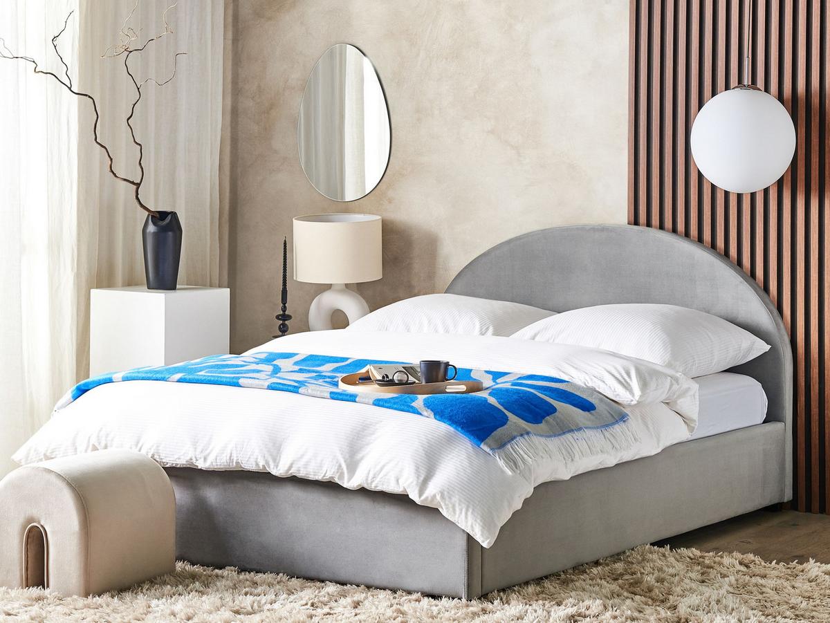 BETT mit Stauraum 180x200 cm Grau Vaucluse - Hellgrau, Textil (180/200cm) - Beliani