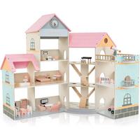 PUPPENHAUS 94cm Rosa - Pink, Holz (87/94/32cm) - COSTWAY