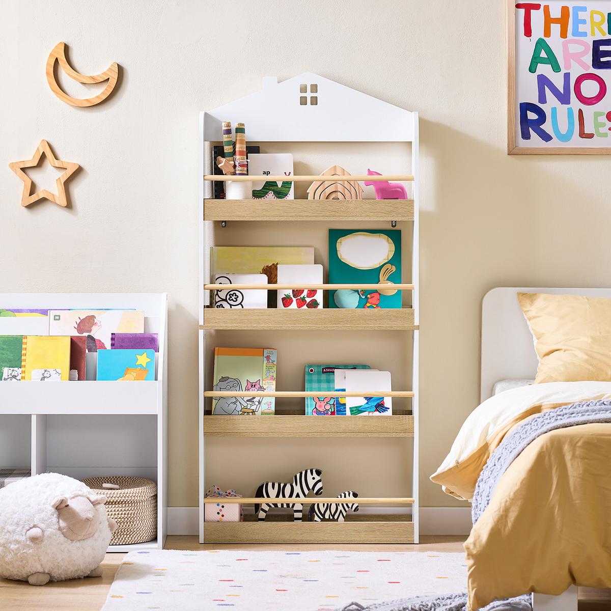 KINDER BÜCHERREGAL mit 4 Ablagen, Weiß - Weiß, Holz/Holzwerkstoff (60/130.5/15cm) - SoBuy