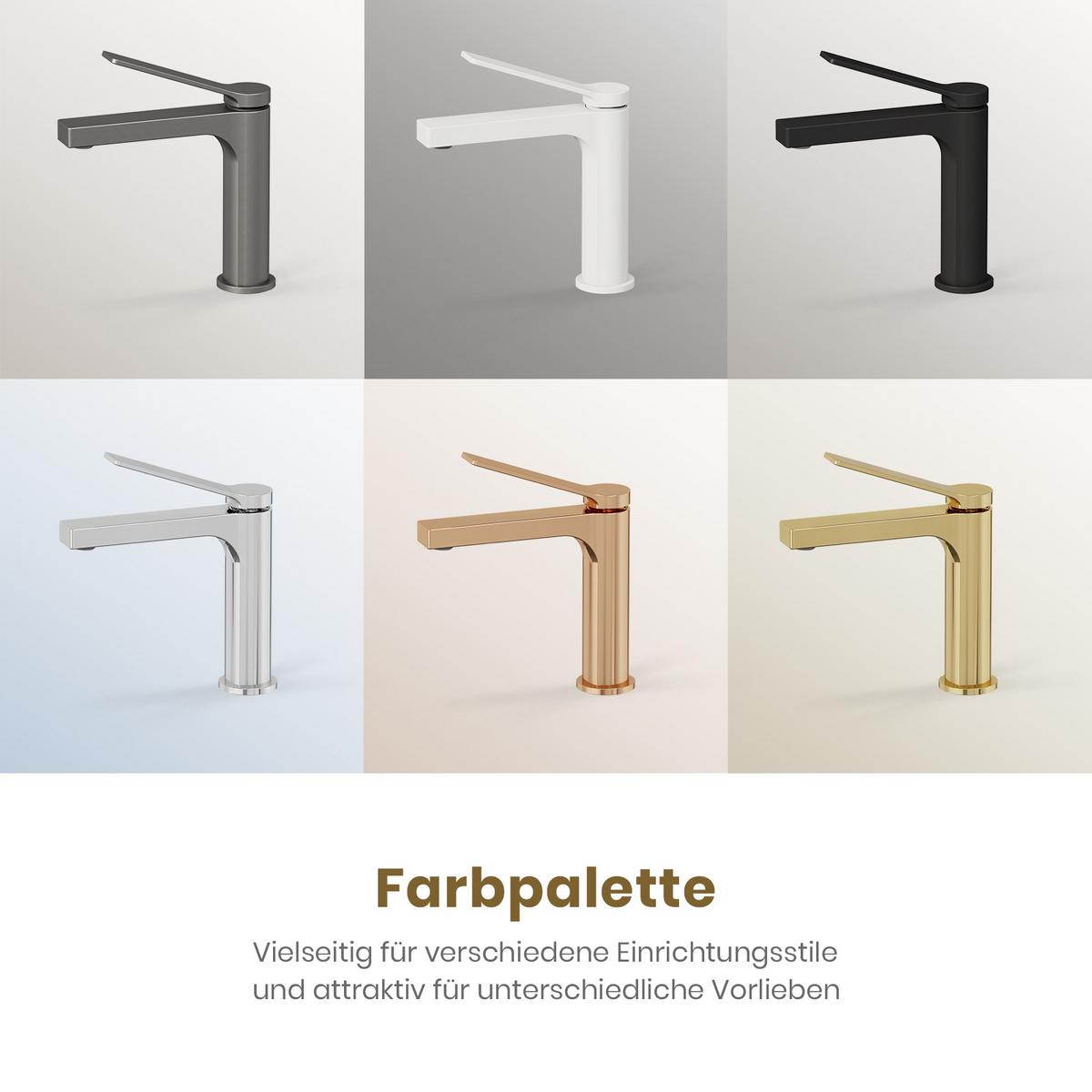 WASCHTISCHARMATUR mit Spulen-Zertifiziertem Filterelement Champagnergold 17,3/19,5 cm - Goldfarben, Metall (17.3/4.6/19.5cm) - EMKE