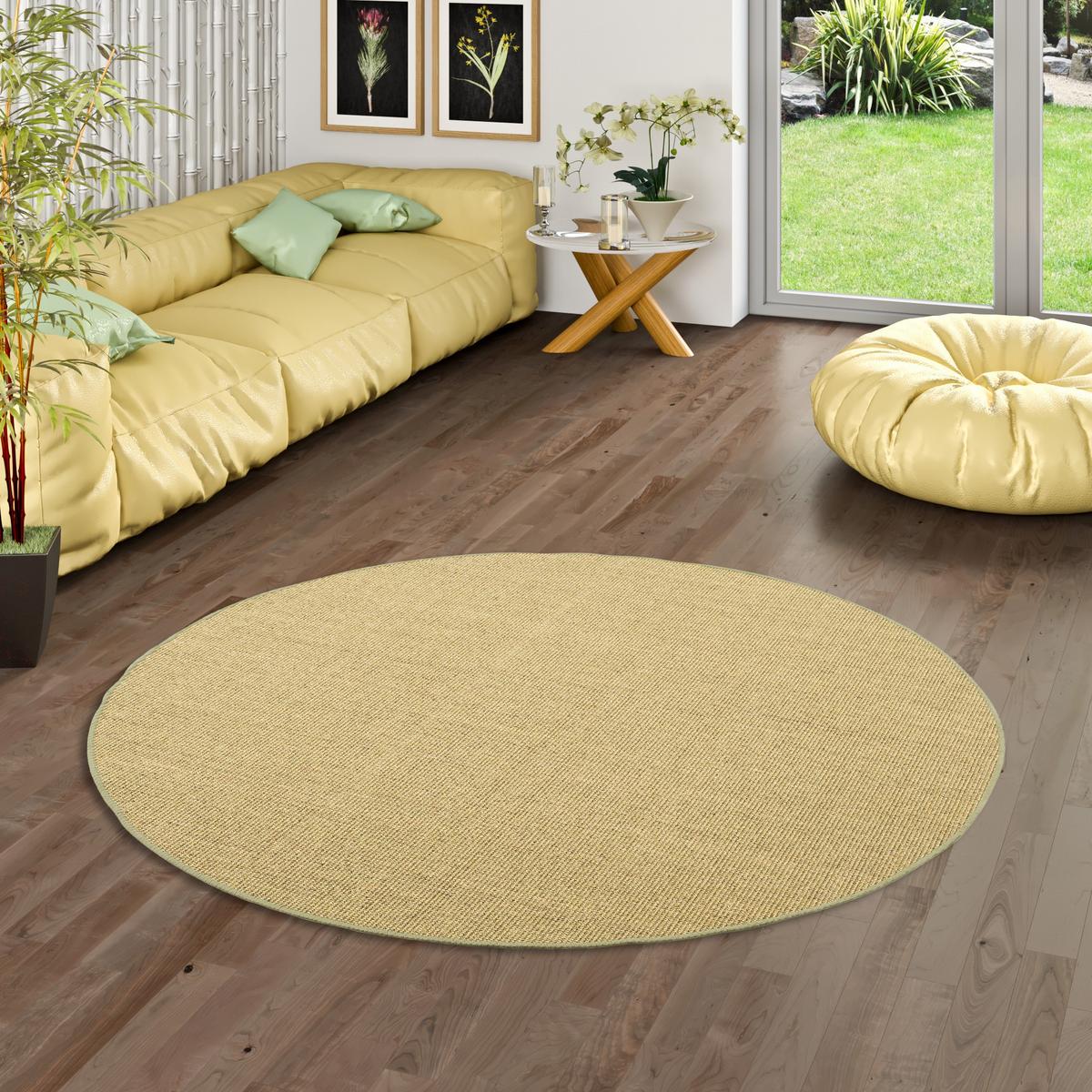 SISAL NATUR TEPPICH RUND - Grün, Textil (100/100cm) - Snapstyle