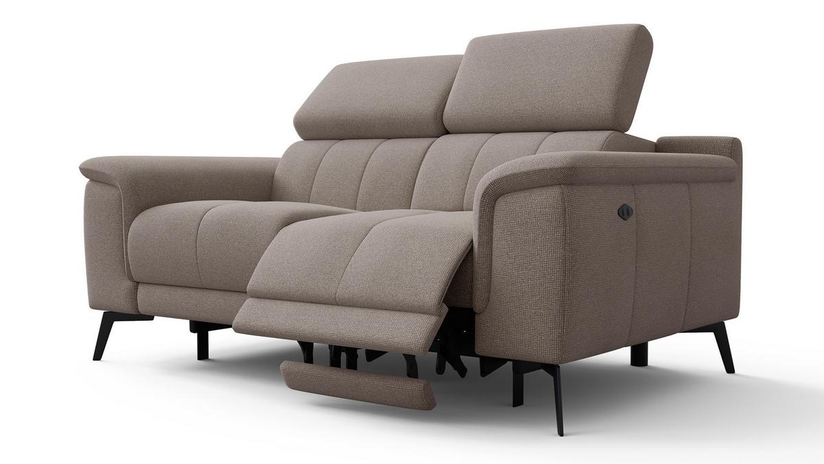 RELAXSOFA FIERO 2-Sitzer mit 2 Relaxfunktionen, taupe - Taupe/Schwarz, Holzwerkstoff/Textil (170/82/103cm) - Wozimo