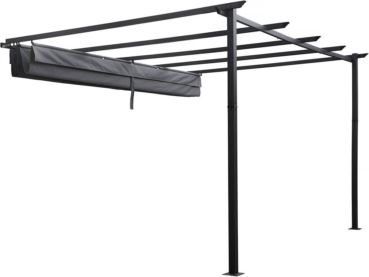 PERGOLA - MARKISE pergola adossée en aluminium avec toit rétractable- 3 x 4 m - gris Grau - Grau, Metall (289/231/395cm) - Habitat Garten