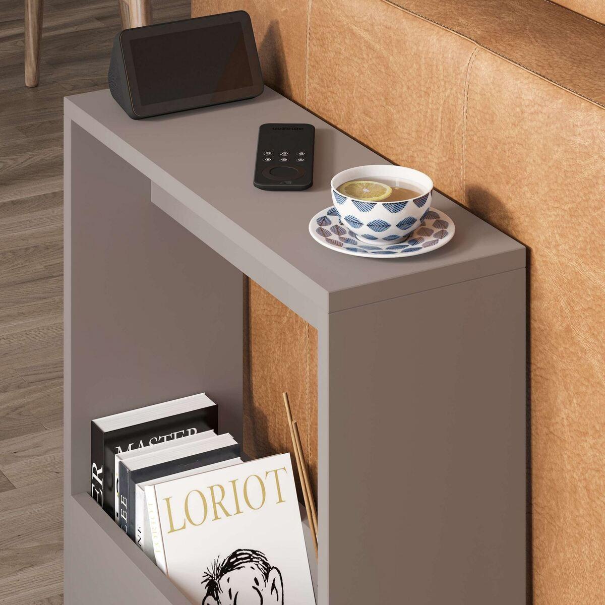 BEISTELLTISCH mit Stauraum 55/20/60 cm - Taupe, Holzwerkstoff (17/20/60cm) - Calicosy