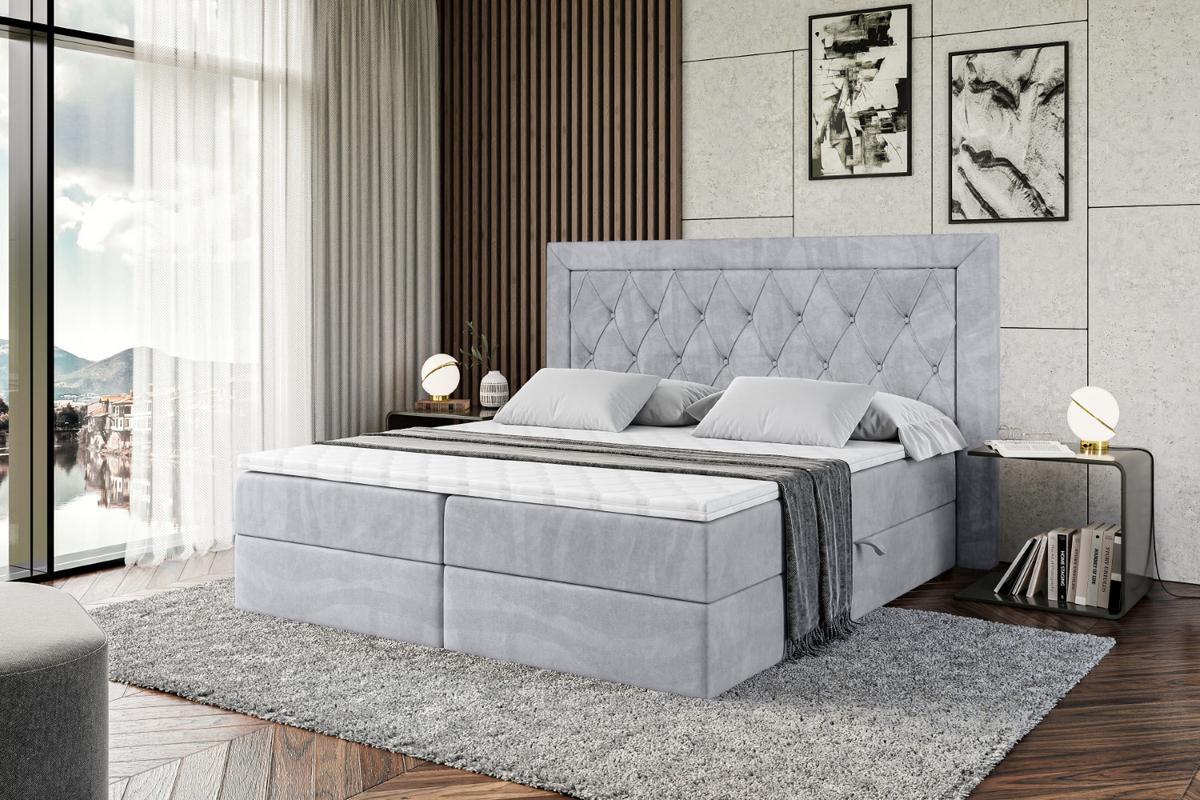 BOXBETT mit H4-Matratze und Lattenrost - NOEL - 140x200 Hellgrau - Hellgrau, Holzwerkstoff (140/200cm) - ALTDECOR