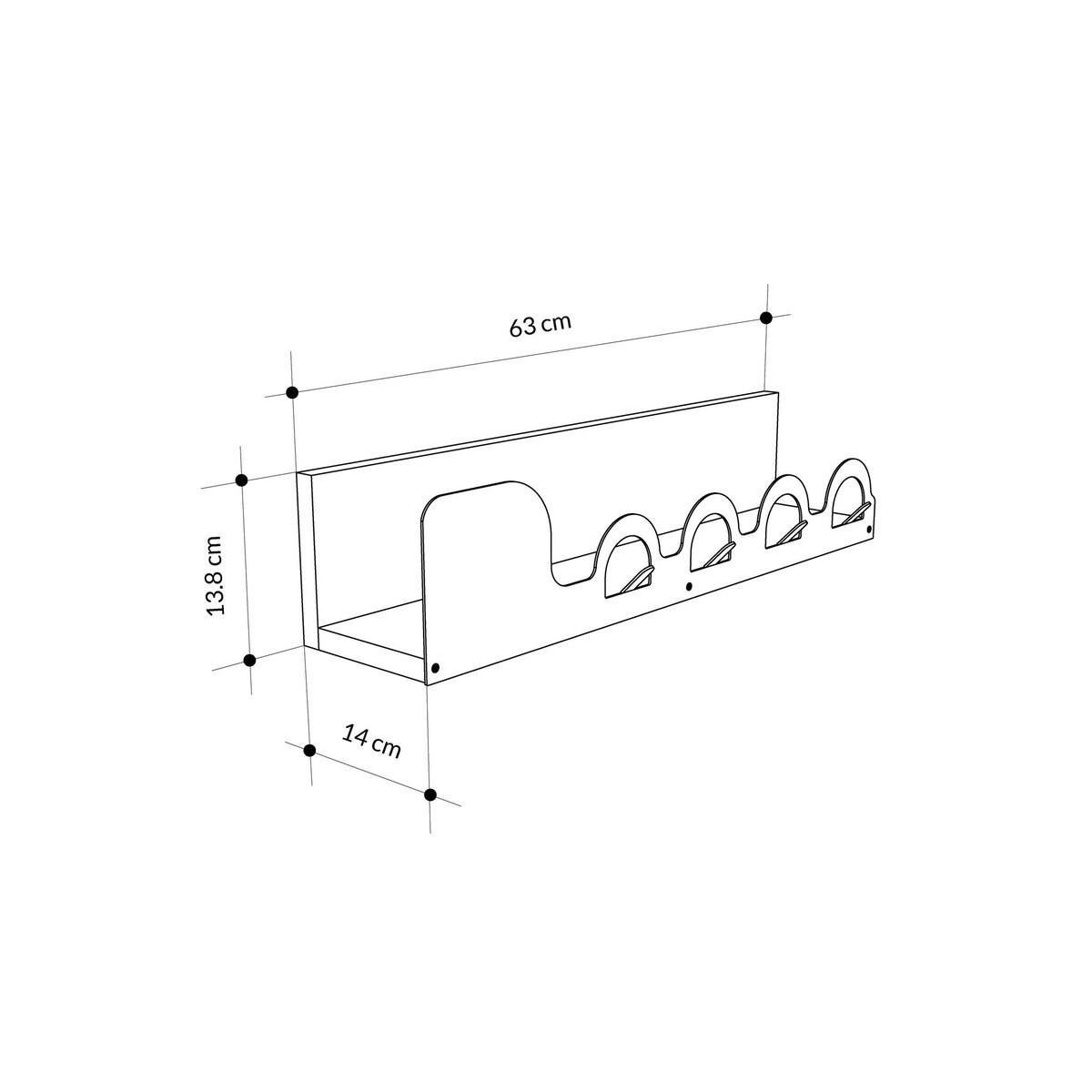 HÄNGENDER Garderobenständer Dekor Eiche B63 cm – LIORA HANGER - Eschefarben, Holzwerkstoff (14/14/73.6cm) - Calicosy