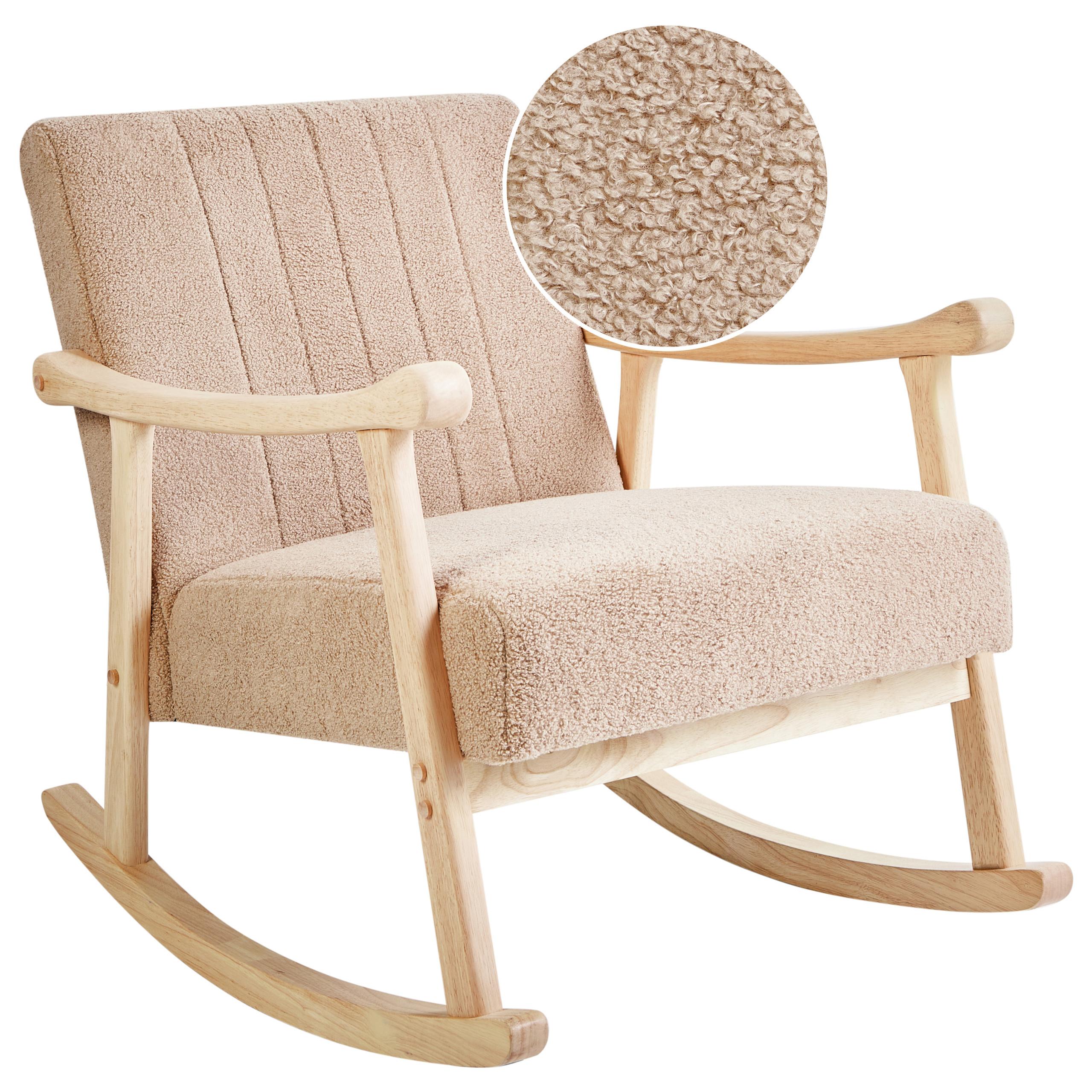 SCHAUKELSESSEL Hellbraun Leknes - Hellbraun/Beige, Textil (63/78/96cm) - Beliani