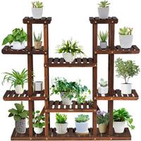 PFLANZENREGAL Blumenregal Holz - Apfelbaumfarben, Holz (125/114/25cm) - COSTWAY