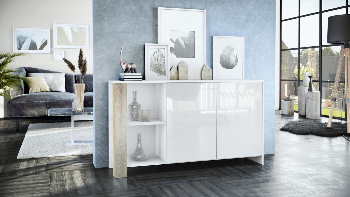 SIDEBOARD Canto Eiche sägerau - Eiche San Remo, Holzwerkstoff (143/81/36cm) - Vladon