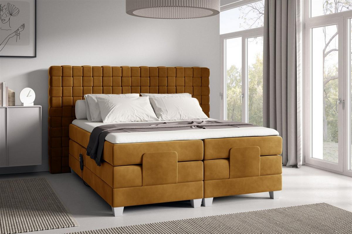 BOXSPRINGBETT Elektrisch Vidal - Gelb, Holzwerkstoff/Textil (140/200cm) - Fun Möbel